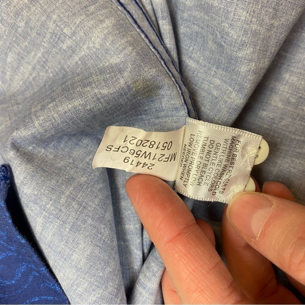 Peter Millar Men's Shipstern Sport Shirt Abstract Navy & Royal Blue Wavy, Size L - Picture 9 of 14